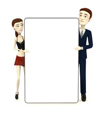 3d render of cartoon characters with empty board