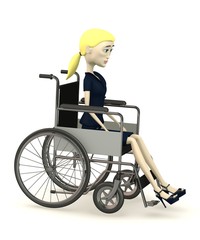 Fototapeta na wymiar 3d render of cartoon character with wheelchair