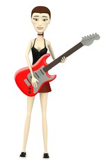 3d render of cartoon character with electric guitar
