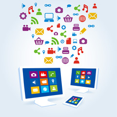 media social icon copmutre desktop table pc