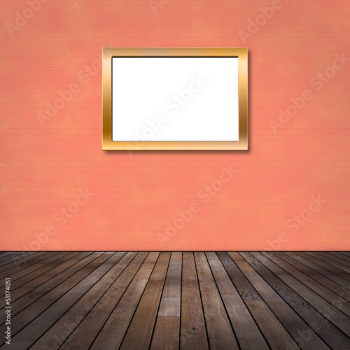 "Raum mit Ziegelwand und Bilderrahmen" Stockfotos und lizenzfreie