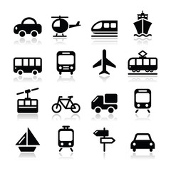 Transport, travel vector icons set isoalted on white