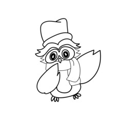 hand drawing cartoon owl character