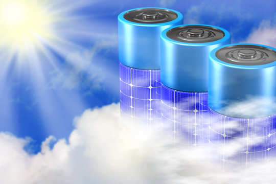 Solar Batterie Wolken Sonne