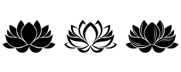 Foto op Canvas Set of three silhouettes of lotus flowers. Vector illustration. © naddya