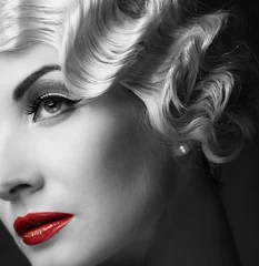 Fotobehang Bestsellers Thema Elegante blonde retro vrouw