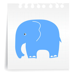 blue Elephant on paper Note
