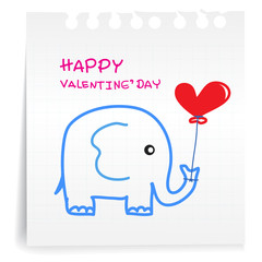 Elephant Valentine on paper Note