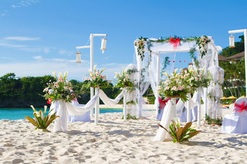 wedding arch and set up on beach
