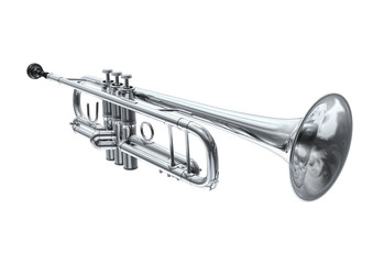 Obraz na płótnie Canvas Silver trumpet, perspective view.