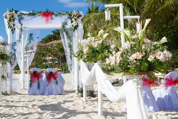wedding arch and set up on beach