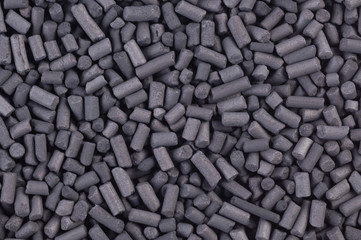 Activated carbon granules close up