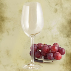 glass and grapes - picture in retro style