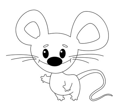 funny mouse outlined