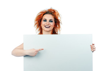 Naklejka premium interesting looking teen girl with blank board