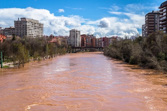 The Pisuerga river overflow in Valladolid, Spain