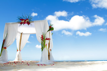 wedding arch and set up on beach