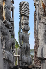 Tiki Statues on Hawaii Big Island Place of Refuge
