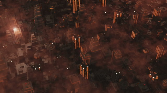Metropolis - aerial 3D render