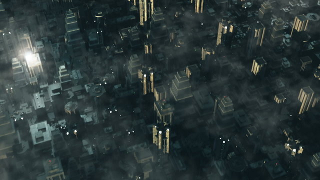 Metropolis - aerial 3D render