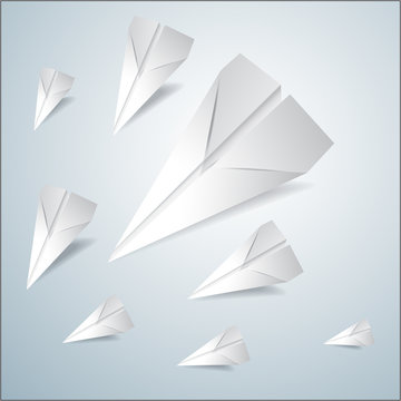 Folded paper airplanes set