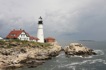 Fototapeta na wymiar Latarnia morska w Cape Elizabeth, New England, Portland, Maine