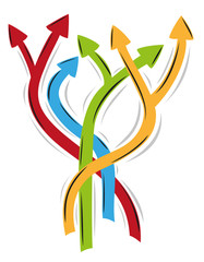 tangle of arrows as symbol of many different ways