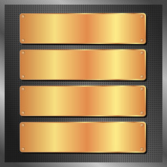 golden plates on black background