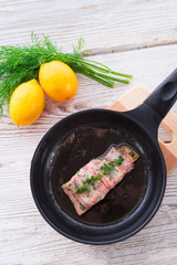 Salmon in the bacon coat