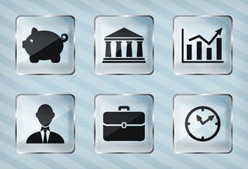 set of transparency business icons on a striped background