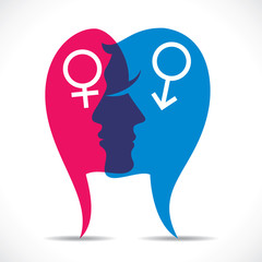 male and female with sign stock vector - 51195674