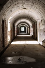 Fototapeta na wymiar Tunnel in a bunker of the Osoppo fortress