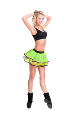 Full length of young ballerina posing