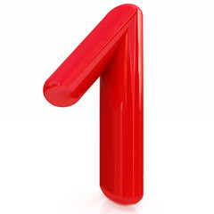 3d number one on white background