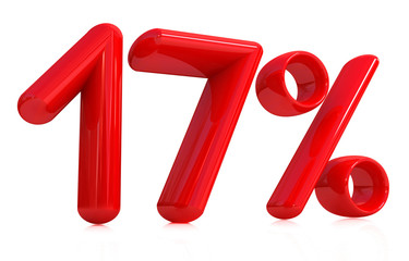 3d red seventeen percent on a white background