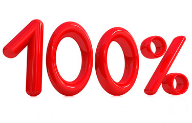 3d red 100 percent on a white background