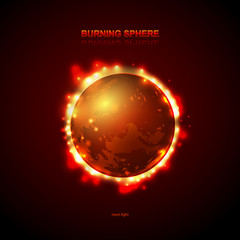Abstract burning fire circle. Planet