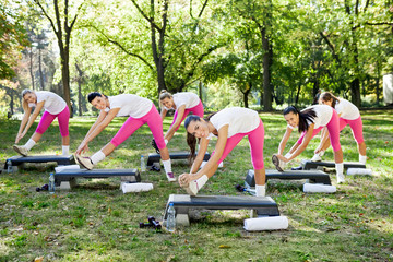 group  of woman stretching