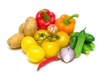 fresh vegetables on white background close-up
