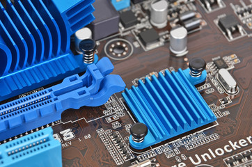 Printed computer motherboard PCI connector slot, DOF
