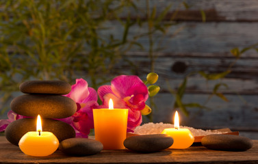Spa still life with aromatic candles