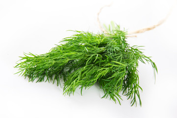 Fresh dill on white background