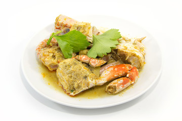 ster fried crab meat with curry powder © myibean