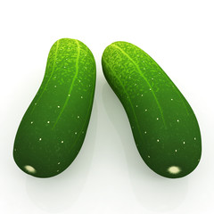 fresh cucumbers on a white