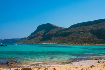 Fototapeta na wymiar Gramvousa island and Balos Lagoon on Crete