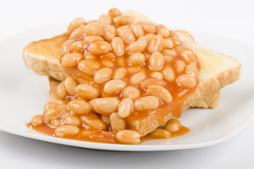 Beans on Toast - Toasted bread slices topped with baked beans.