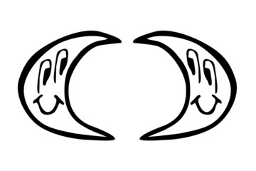 doppelter Mond, lachend