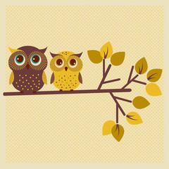 Fototapeta premium Two cute owls