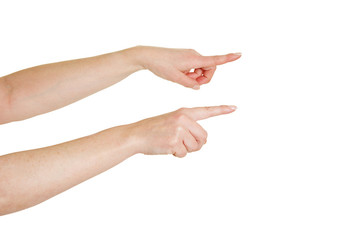 Zwei Finger zeigen nach rechts