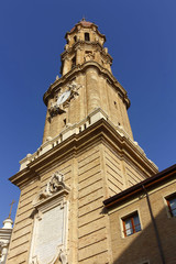 Fototapeta na wymiar Cathedral of La Seo, in the famous Plaza del Pilar, Zaragoza, Sp